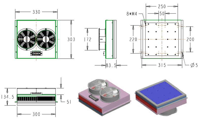 WFP-400W-24-C Thermoelectric Cooler Assembly-- Air to Plate